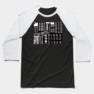 Black And White City Scape Baseball T-Shirt